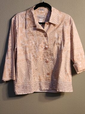 Drapers & Damons Tan/Cream Printed Button Front Jacket - Size 12P